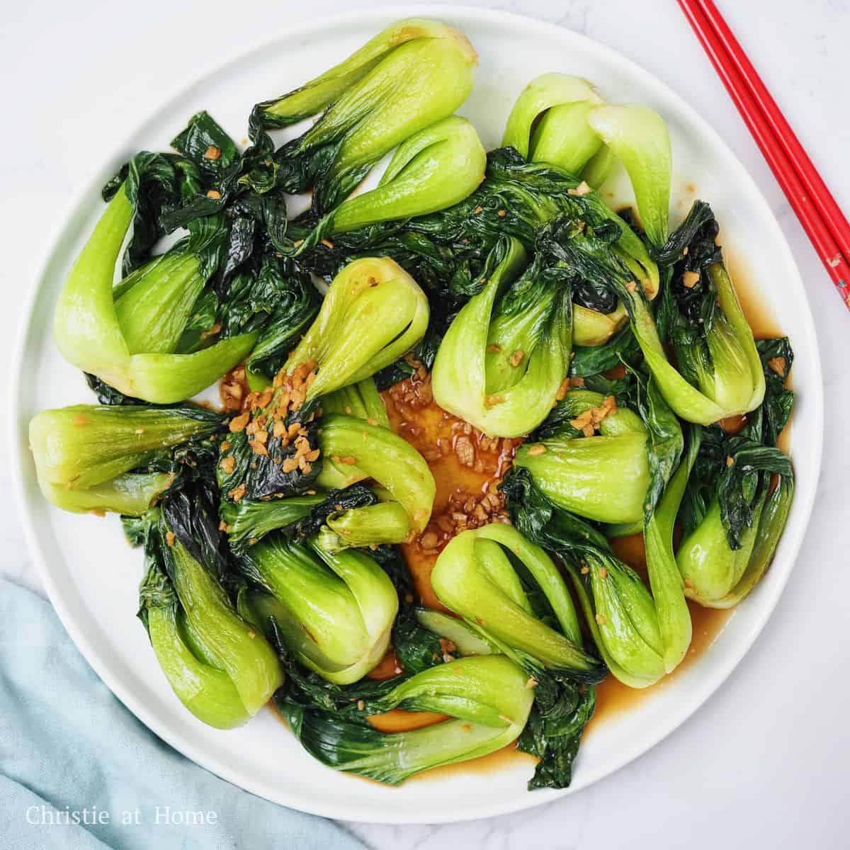 steamed garlic bok choy