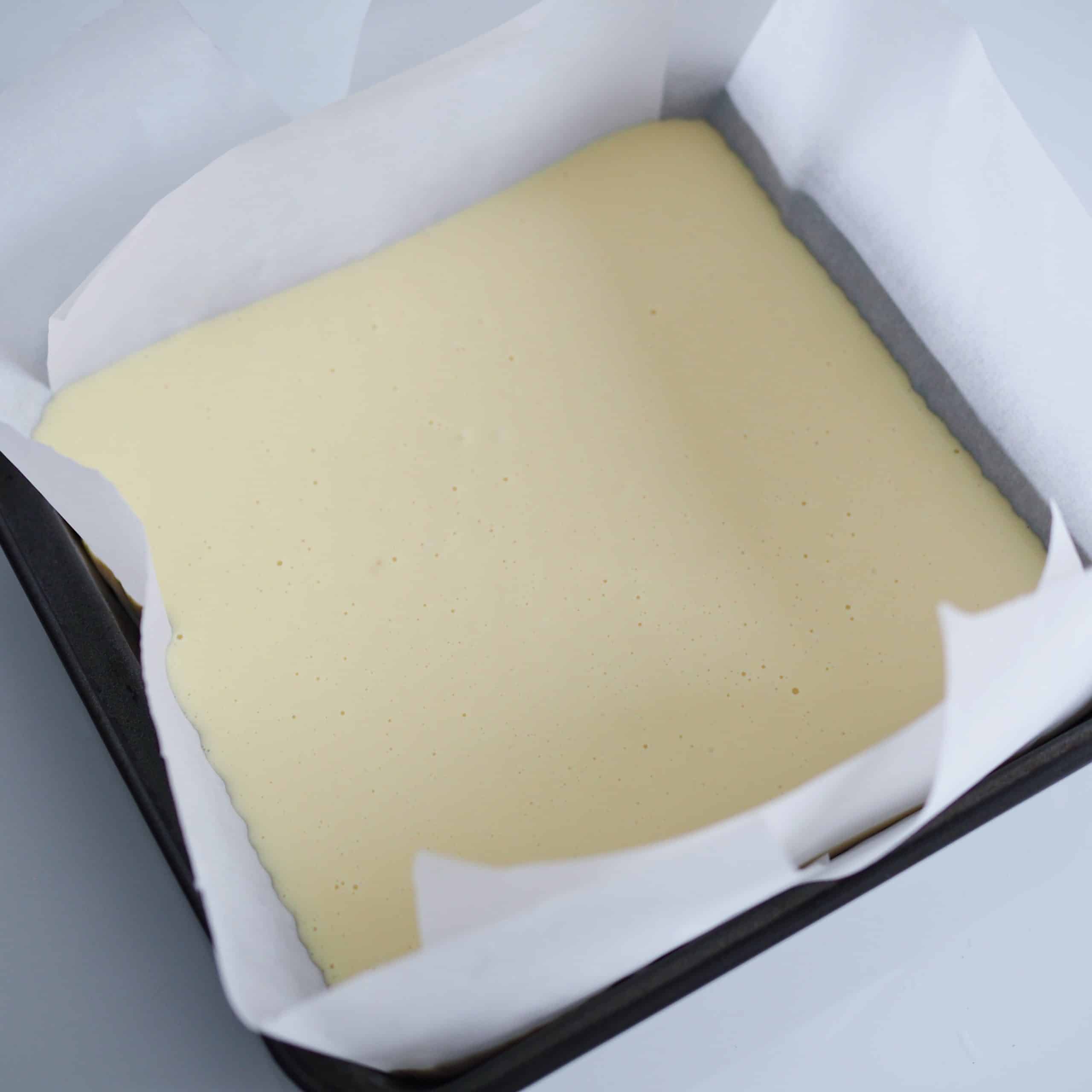 pour batter into baking dish