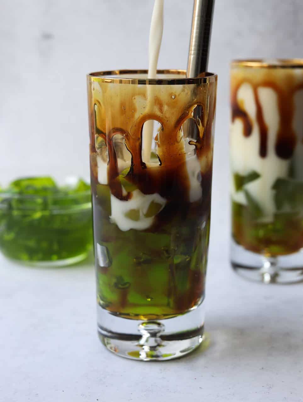 Brown Sugar Pandan Jelly Milk