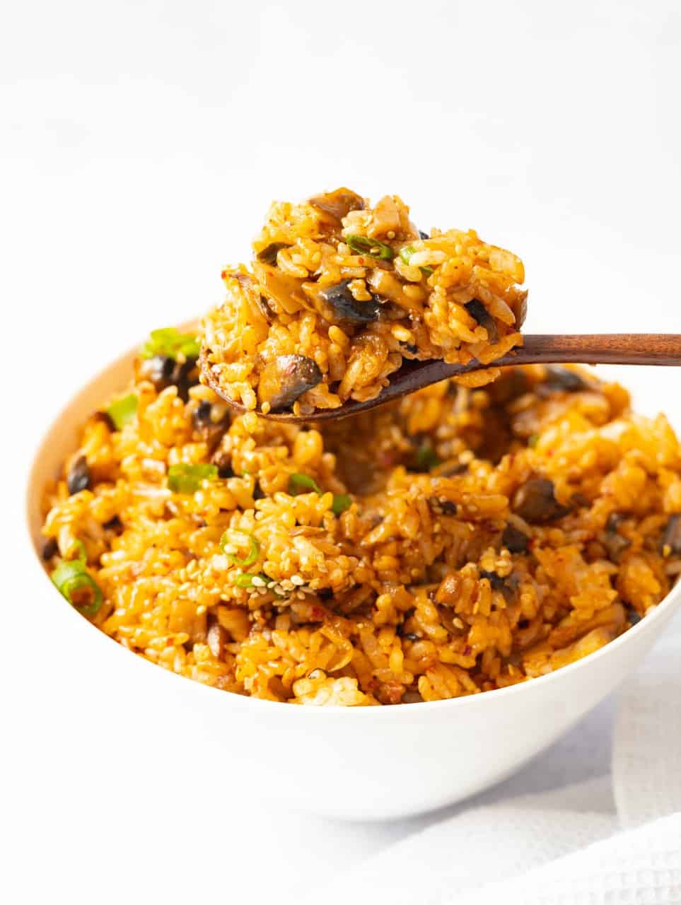 Vegan Mushroom Kimchi Fried Rice