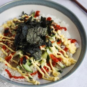 spicy tuna rice bowl