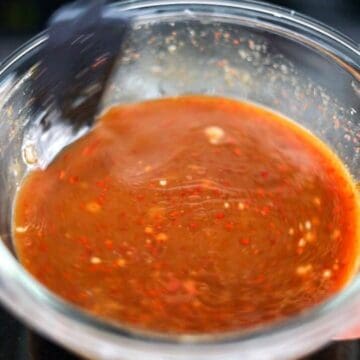 Small bowl with sauce ingredients mixed and set aside