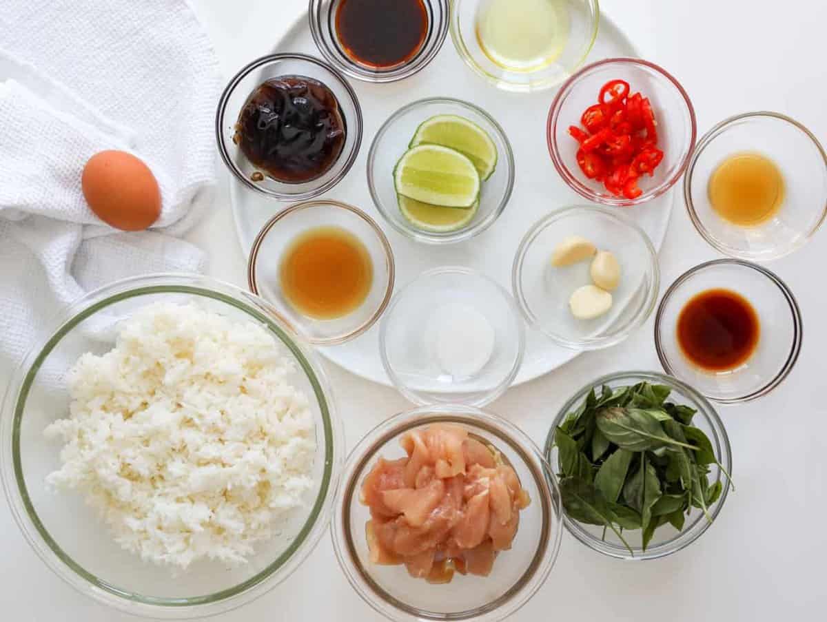 ingredients to make Thai Spicy Basil Fried Rice