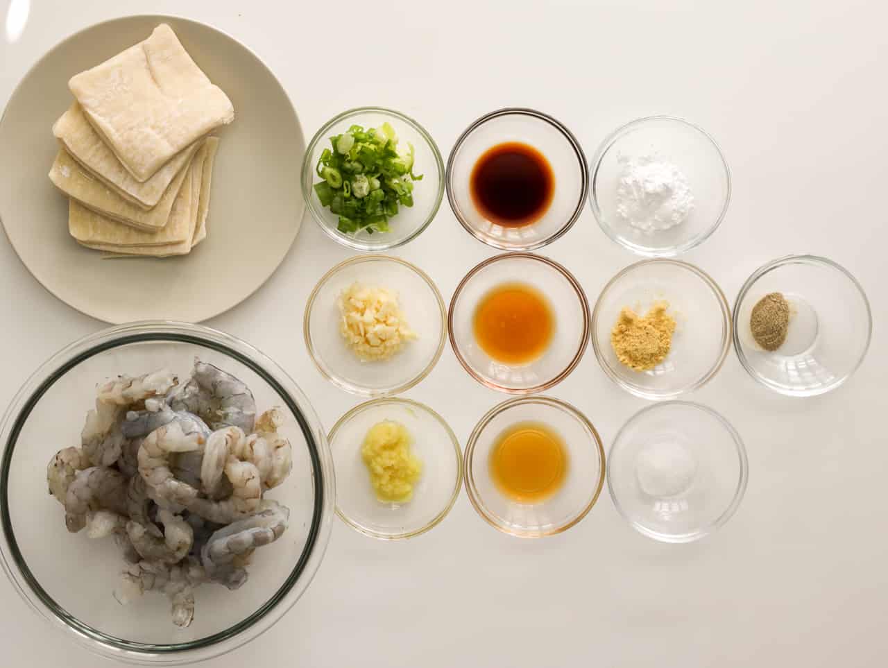 ingredients to make shrimp wontons