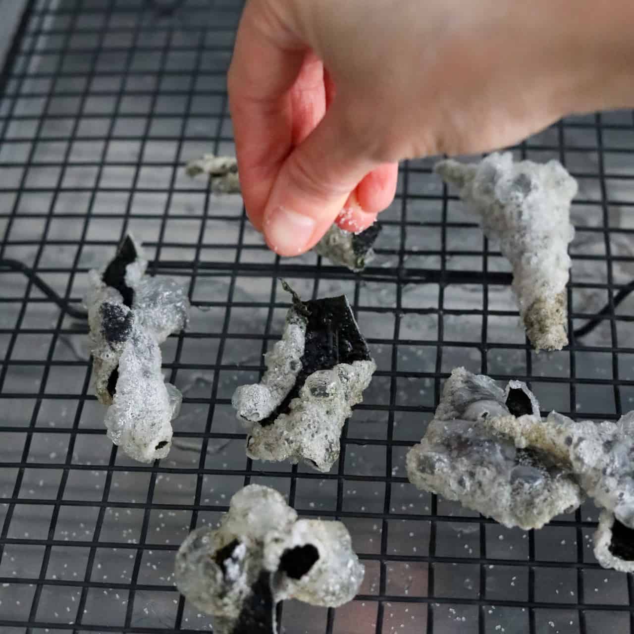 Remove and transfer fried chips to a wire rack to drain off excess oil and season with more salt to taste if needed. Enjoy!