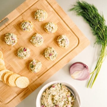 Serve salad with suggested pairings, like crackers.