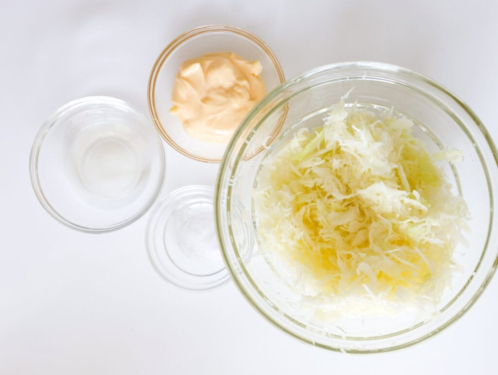ingredients to make cabbage slaw