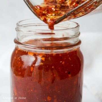 Let the chili oil cool down and transfer to a sterilized glass air-tight jar and enjoy. Important: Always use clean utensils when scooping chili oil from the jar to prevent contamination or mold growth.