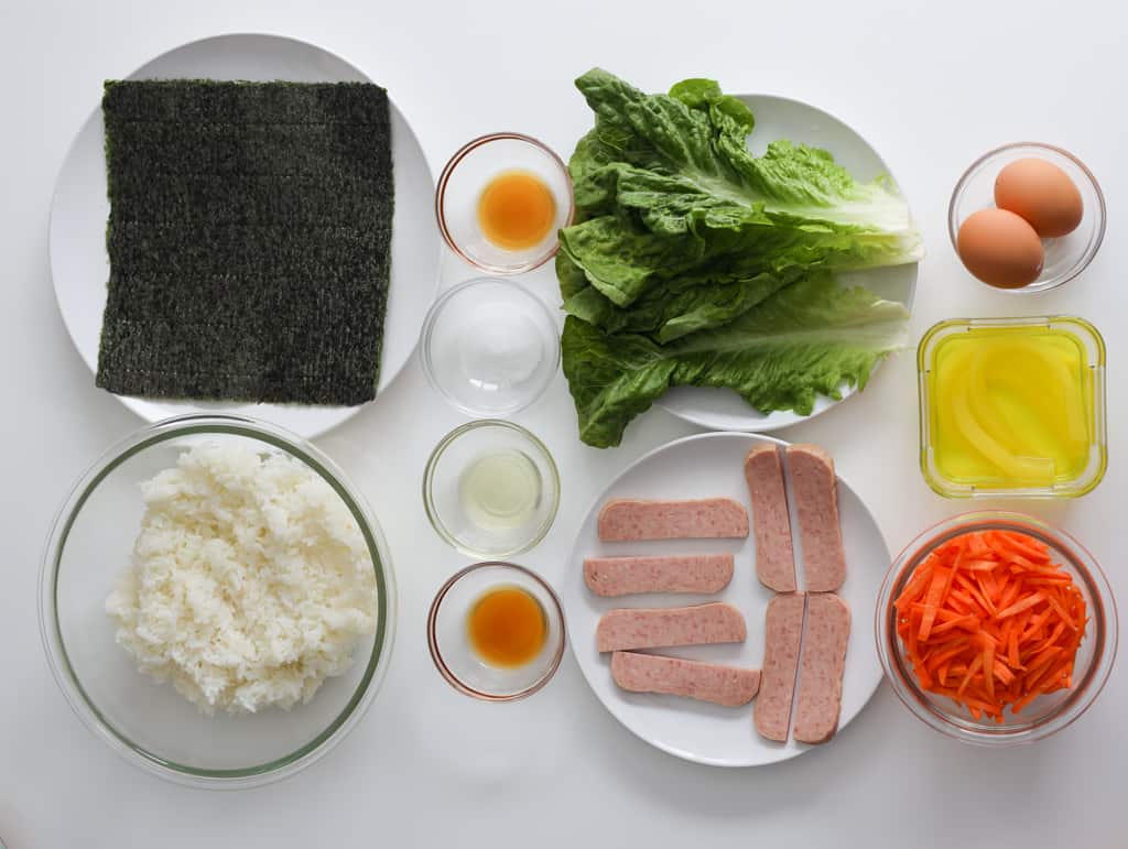 ingredients to make spam kimbap