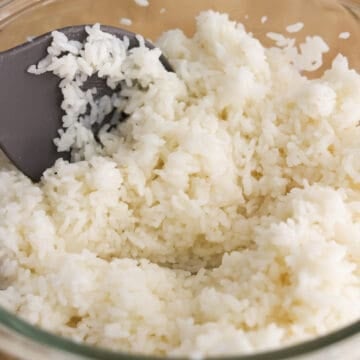 Transfer hot cooked rice into a medium bowl. Then mix in the rice seasoning liquid with a rice paddle.