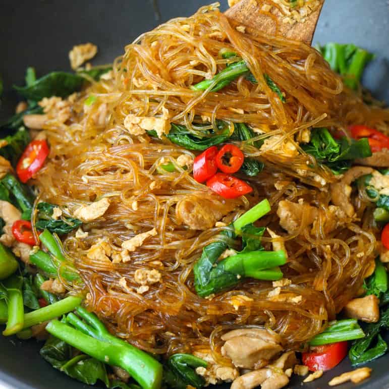 Remove off heat and mix in some of the chili vinegar (start by adding 1-2 tablespoons and add more as needed to taste). Enjoy!