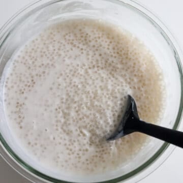 Add coconut milk to the tapioca and mix well. Set aside.