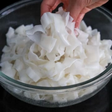 If needed, microwave fresh rice noodles for 2-3 minutes at 60 second intervals or until soft and pliable. Gently separate them by hand after they've cooled down a bit.