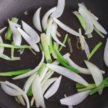 Sauté onions and scallion whites
