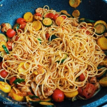 Lastly add in cooked pasta, fresh basil leaves and toss until noodles are coated in sauce. Season with salt and black pepper to taste. Enjoy!