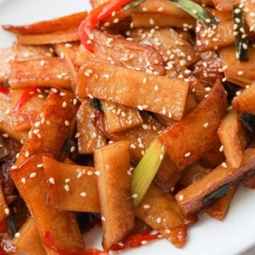 Lastly, garnish with sesame seeds and enjoy!