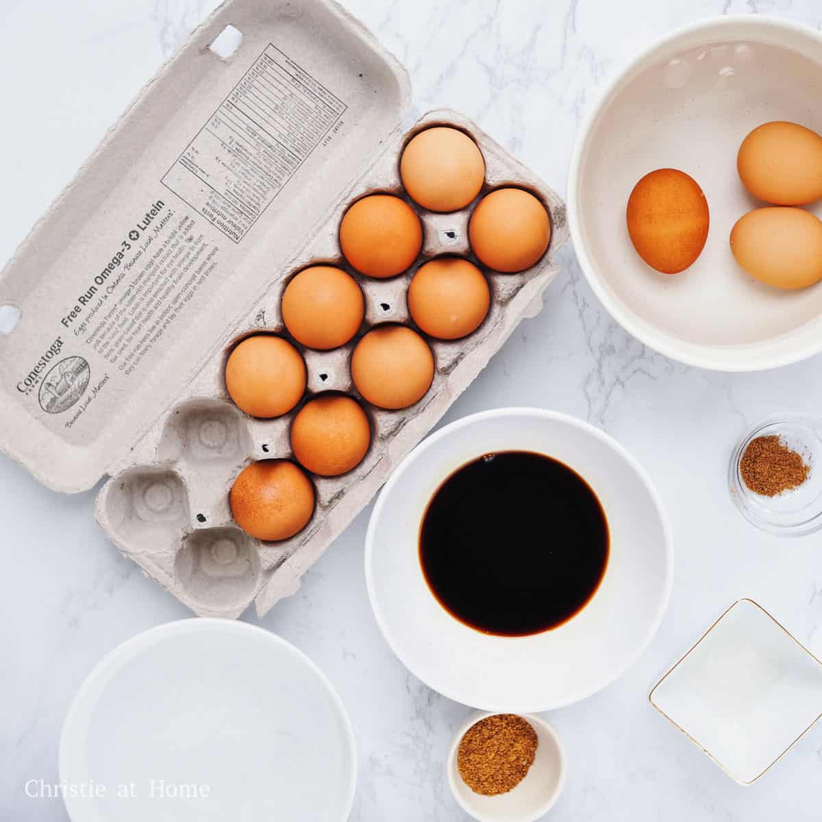 ingredients to make soy sauce eggs