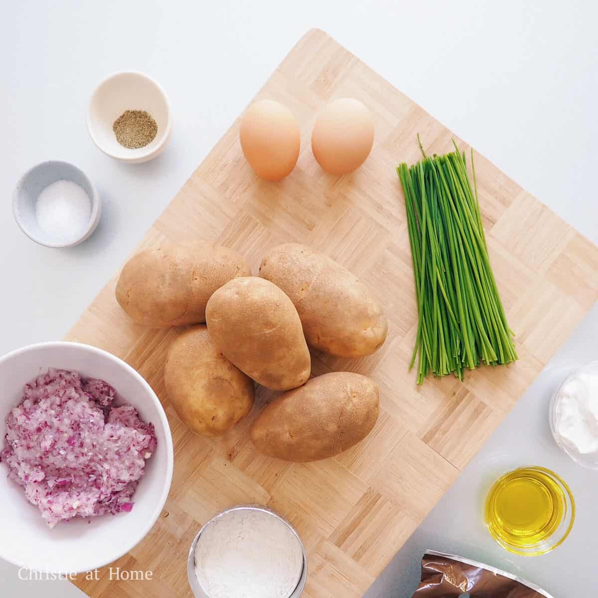 ingredients to make chive potato latke