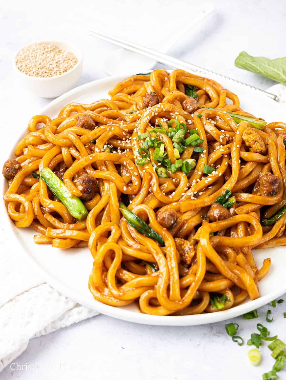 Sesame Sausage Udon Stir-Fry