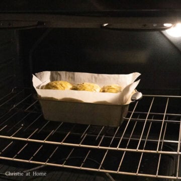 Bake for 25-27 minutes at 350 degrees F until the top is golden brown on second lowest rack.
