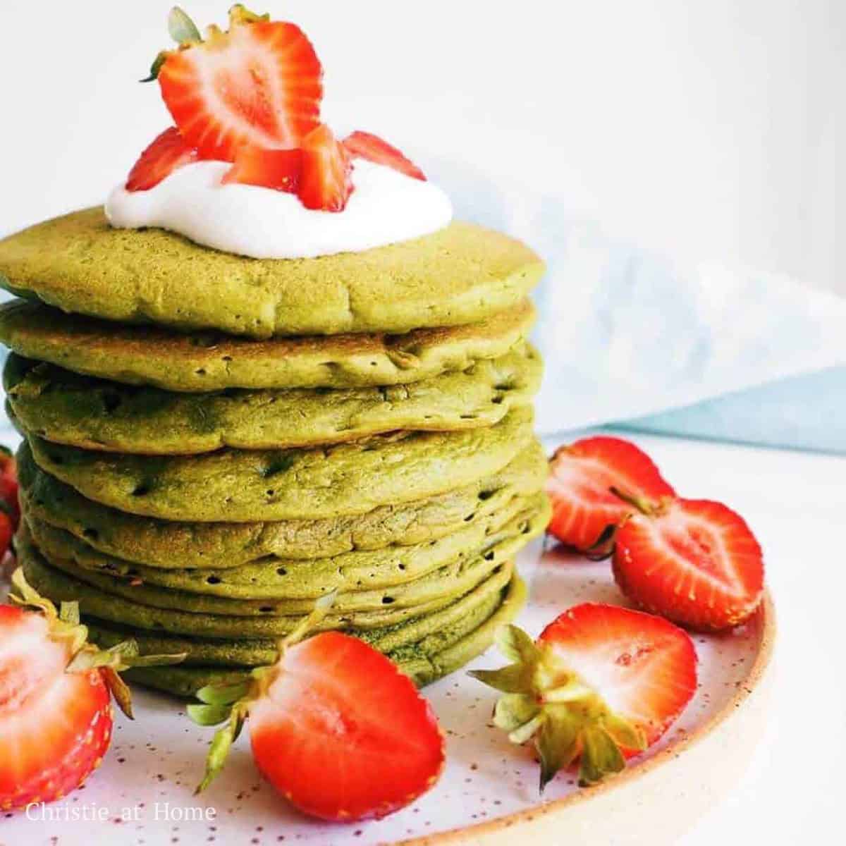 oat flour matcha pancakes