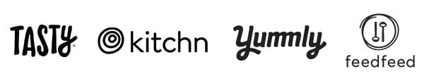 Logo of places Christie has been featured: Tasty, The Kitchn, Yummly, The FeedFeed.