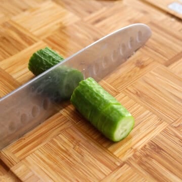 slice cucumber in half