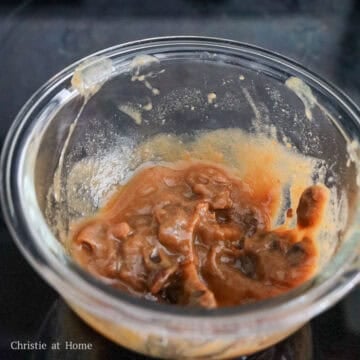 To make your tamarind concentrate: submerge tamarind pulp in â…“ cup hot boiling water. Allow for it to cool and then with your hands, squeeze and massage the pulp as best you can, until it dissolves in the water.