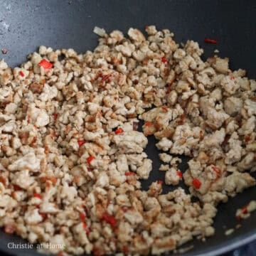 Cook the ground meat and break it up.