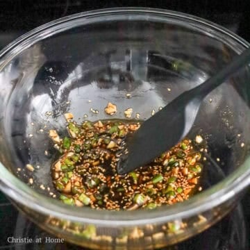 In a large bowl, combine sauce ingredients and mix well.