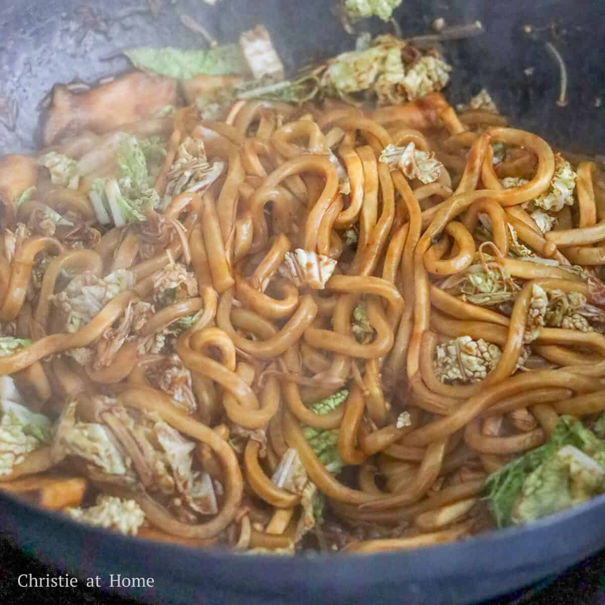 Then toss in the napa cabbage and cook until it softens a bit. Remove off heat. Enjoy!