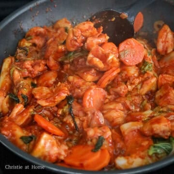 Once chicken is cooked through, remove off heat and enjoy with steamed rice or in a lettuce wrap! Note: cooked chicken has an internal temperature of 165 F with a digital instant read thermometer.