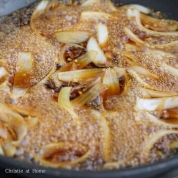 Then add sliced onions and cook until softened and slightly translucent, about 2-3 minutes.Â
