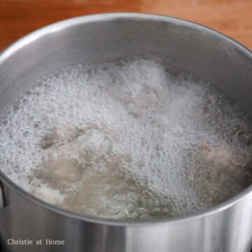 Blanch the meat in boiling water for 3-5 minutes to remove any scum.